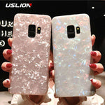 USLION Glitter Dream Shell Pattern Case For Samsung Galaxy S9 S8 Plus IMD TPU Silicon Phone Cover For Smausng S9 Plus Soft Cover