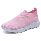 Women Shoes 2019 New Flyknit Sneakers Women Breathable Slip On Flat Shoes Soft Bottom White Sneakers Casual Women Flats Krasovki